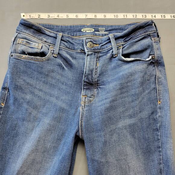 Old Navy Rockstar Blue Skinny Jeans Ripped Raw Hem Secret Slim Pockets Women's 6 - Picture 5 of 10